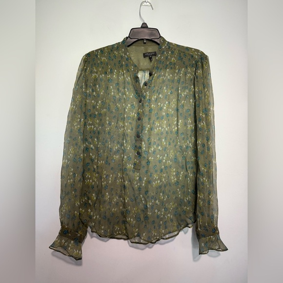 RAG & BONE Susan Long Sleeve Silk Chiffon Blouse Long Sleeve Size Large - Picture 2 of 7